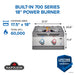 Power burner at a glance: 17.5 x 18 in cooking area, 60,000 BTU