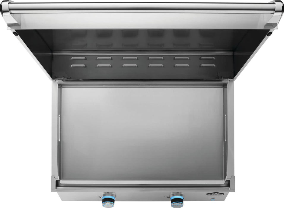 Griddle surface and lid, top view