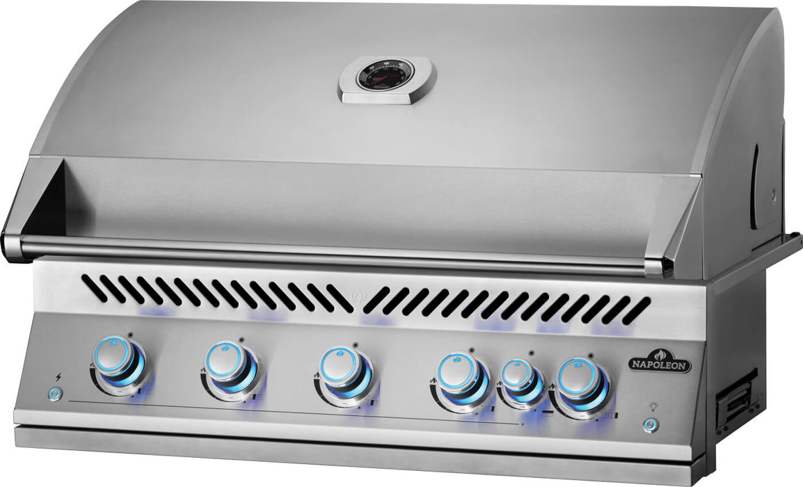 Napoleon Built-In 700 Series 38 inch gas grill in stainless steel, angled view