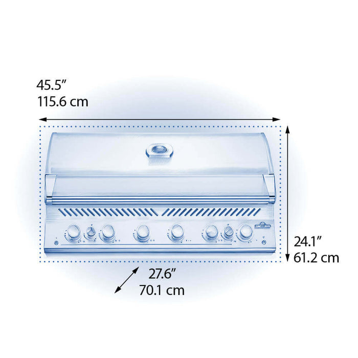 Built-In 700 Series 44 dimensions: 45.5 in wide, 24.1 in high, 27.6 in deep