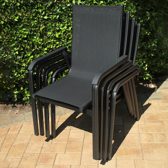 Kettler Basic Plus 5-Piece Dining Set- Stack Chairs & Table w/ Umbrella Hole