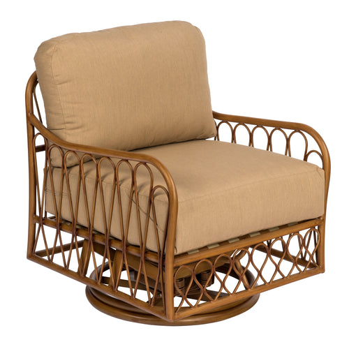 Woodard Cane Swivel Rocker Lounge Chair