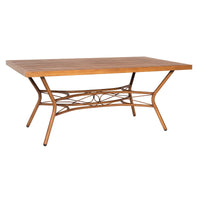 Rectangular Slatted Top Umbrella Dining Table
