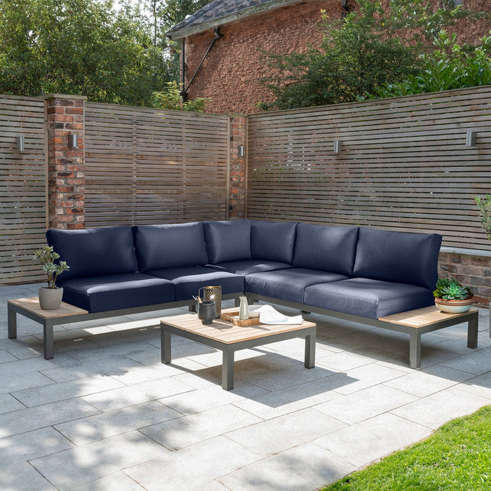 Kettler Elba Aluminum 4-Piece Corner Set With Teak Accents