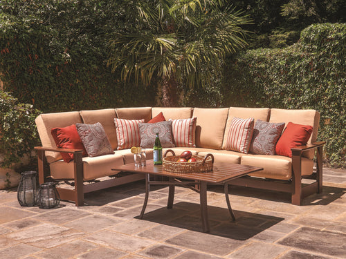 Telescope Casual Leeward Cushion Deep Seat 4-Piece L-Shape Sectional Set (Extended)