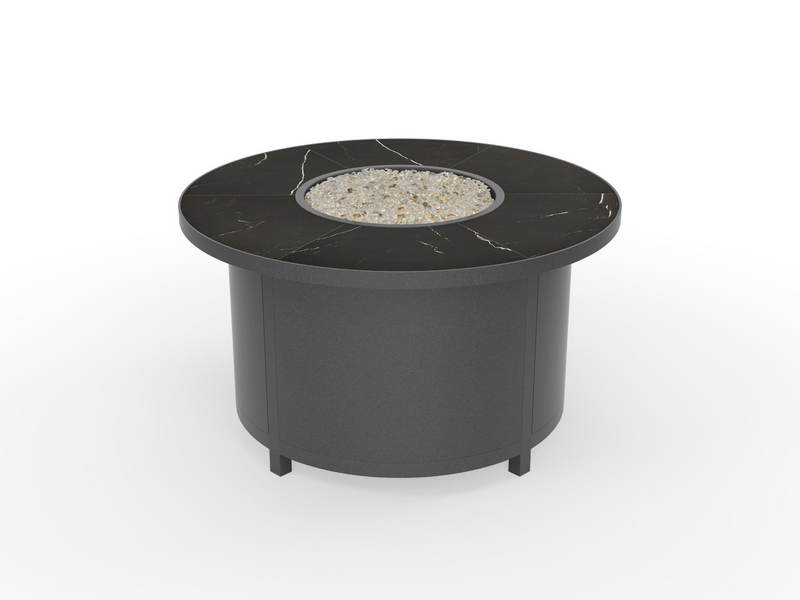 OW Lee fire pit in Graphite finish with Palazzo Black tile top