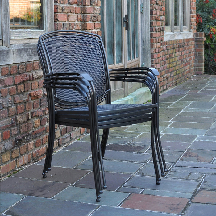 Kettler Henley Wrought Iron Mesh Stackable Arm Chair - Set Of 6