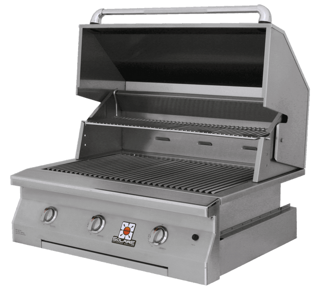 Solaire 36 inch built-in infrared grill with the hood open