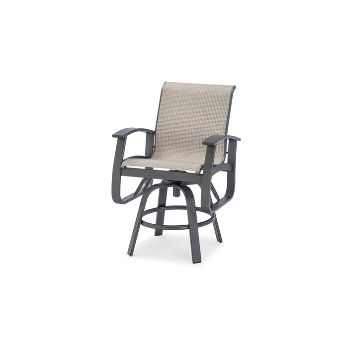 Telescope Casual Belle Isle Sling Balcony Height Swivel Arm Chair w/ Polymer Arms