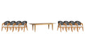 Lloyd Flanders Alpine dining set on a patio, with each included piece