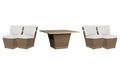 Lloyd Flanders Charisma dining set on a patio, with each included piece