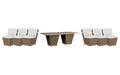 Lloyd Flanders Charisma dining set on a patio, with each included piece