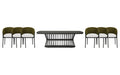 Lloyd Flanders Escape dining set on a patio, with each included piece