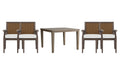 Lloyd Flanders Frontier dining set on a patio, with each included piece