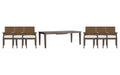 Lloyd Flanders Frontier dining set on a patio, with each included piece