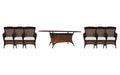 Lloyd Flanders Grand Traverse dining set on a patio, with each included piece