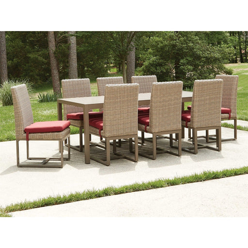 Lloyd Flanders Milan dining set on a patio