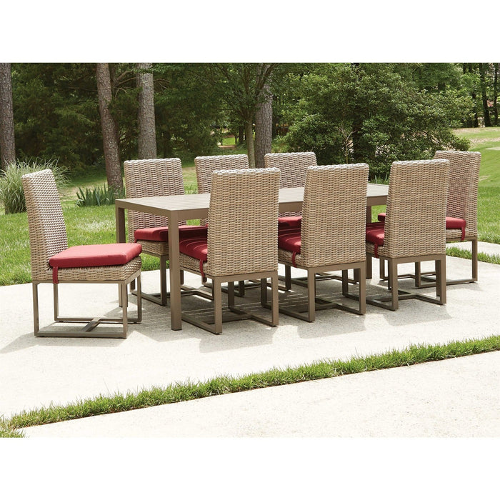 Lloyd Flanders Milan dining set on a patio