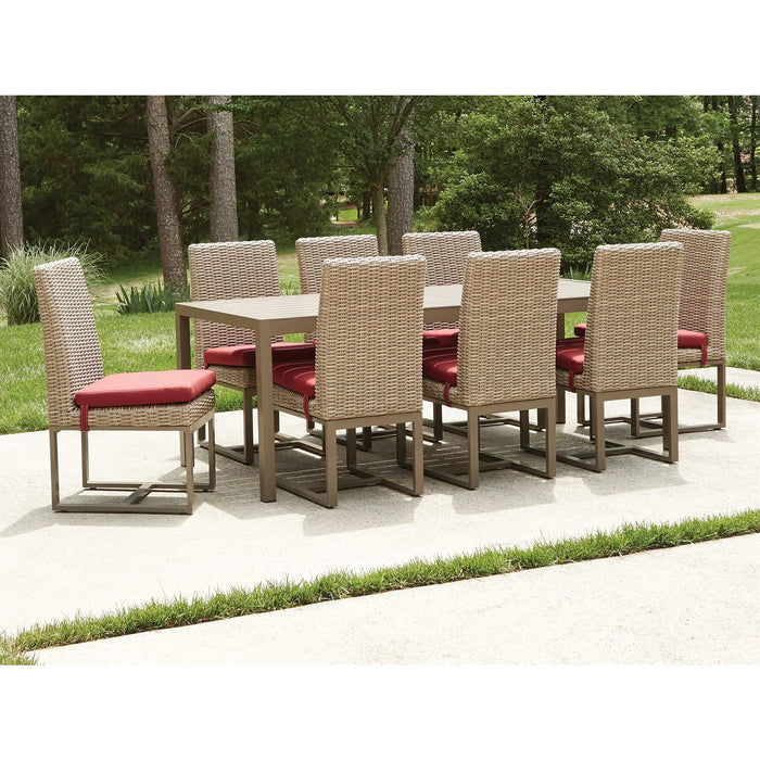 Lloyd Flanders Milan 87" Rectangular Umbrella Dining Table in Brushwood Finish