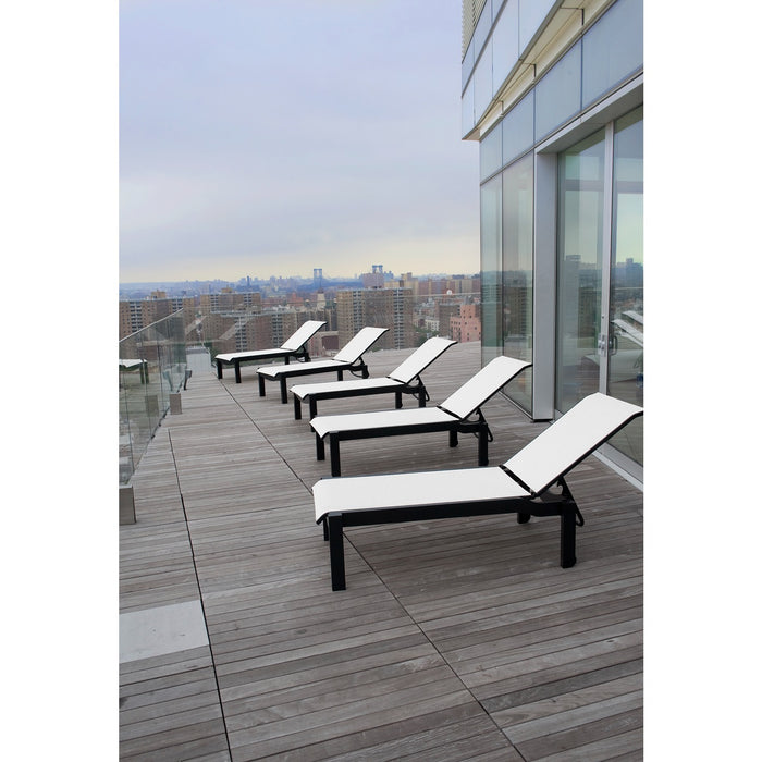 Telescope Casual Leeward MGP Sling Lay-flat Stacking Armless Chaise with Wheels