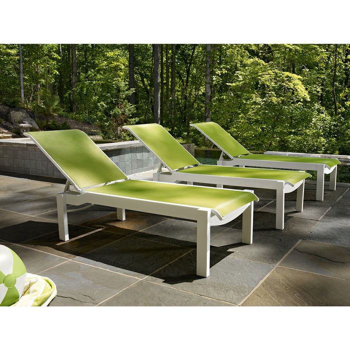 Telescope Casual Leeward MGP Sling Lay-flat Stacking Armless Chaise with Wheels