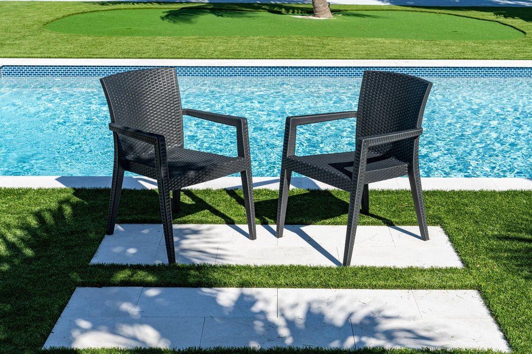 Rainbow Outdoor Montana Set of 2 Stackable Armchairs - Anthracite by the pool
