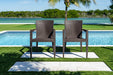 Rainbow Outdoor Montana Set of 2 Stackable Armchairs - Brown by the pool