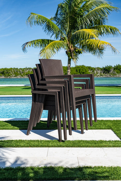 Rainbow Outdoor Montana Set of 2 Stackable Armchairs - Brown stacked