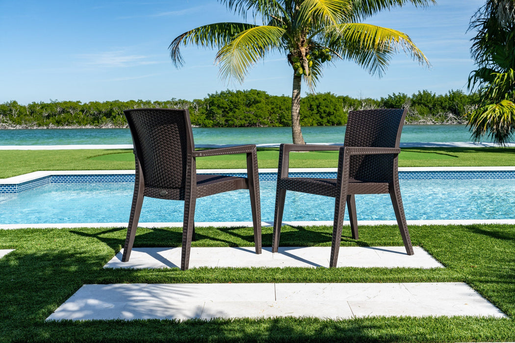 Rainbow Outdoor Montana Set of 2 Stackable Armchairs - Brown outdoors
