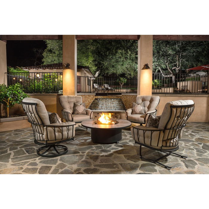 OW Lee Casual Fireside 42" Rd. Occasional Height Santorini Aluminum Fire Pit
