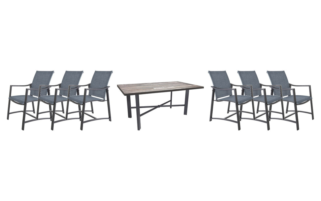OW Lee Avana dining set on a patio, with each included piece