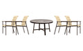 OW Lee Marin dining set on a patio, with each included piece