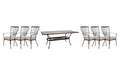 OW Lee Monterra dining set on a patio, with each included piece