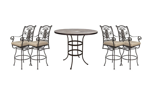 OW Lee San Cristobal bar set on a patio, with each included piece