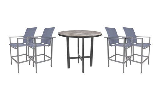 OW Lee Studio bar set on a patio, with each included piece