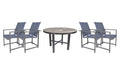 OW Lee Studio dining set on a patio, with each included piece