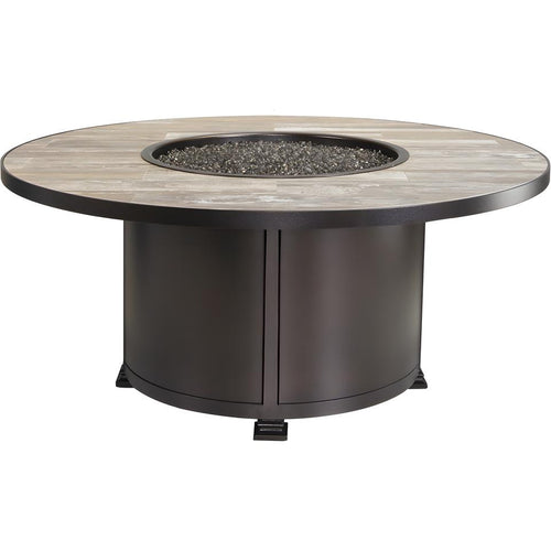 OW Lee Casual Fireside 42" Round Occasional Height Santorini Aluminum Fire Pit