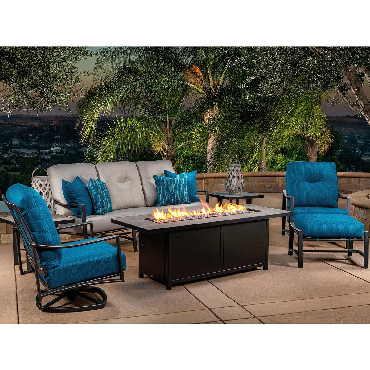 30" x 50" Occasional Height Elba Aluminum Fire Pit