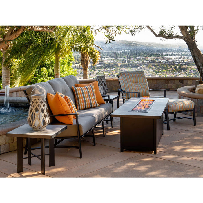 OW Lee Casual Fireside 30" x 50" Occasional Height Elba Aluminum Fire Pit