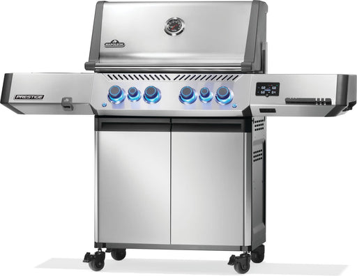 Napoleon Prestige 500 Connected gas grill in stainless steel, angled view