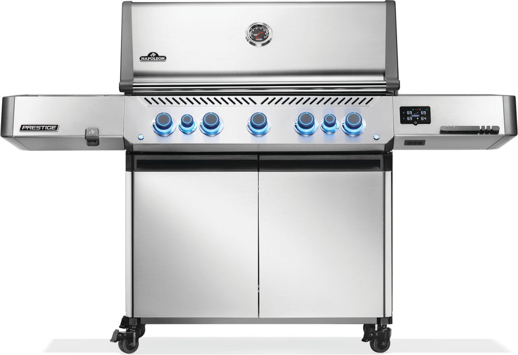 Napoleon Prestige 665 Connected gas grill in stainless steel, front view