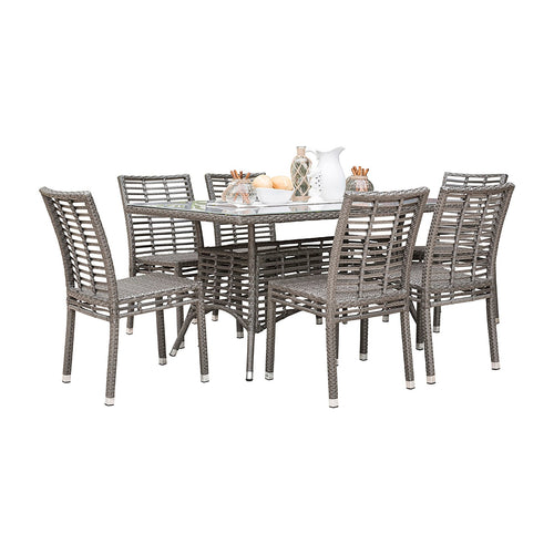 Panama Jack Graphite 7-Piece Side chair Dining Set with Cushions