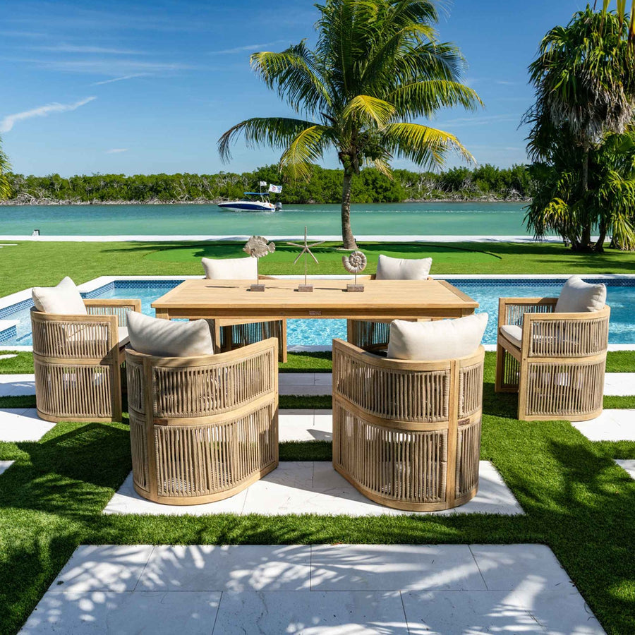 Cabo 7-Piece Barrel Rectangular Dining Set