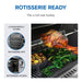 Rotisserie ready: fits a full-size turkey