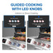 Guided cooking with LED knobs for indirect or direct cooking