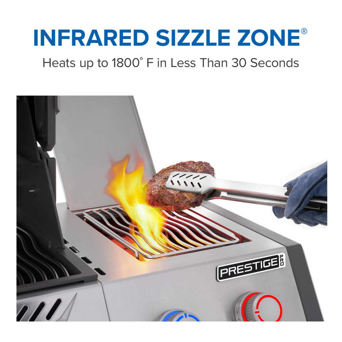 Infrared SIZZLE ZONE heats up to 1,800F in less than 30 seconds