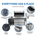 Everything has a place: propane tank, probe, accessory and spice storage