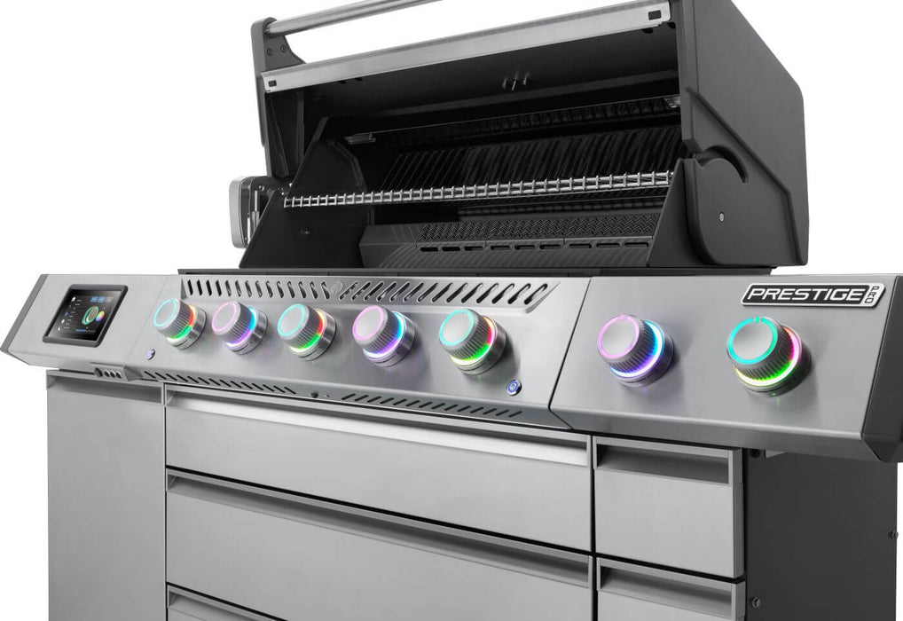 Prestige PRO 665 Elite with the lid open and LED knobs lit
