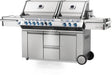 Napoleon Prestige PRO 825 gas grill in stainless steel, angled view