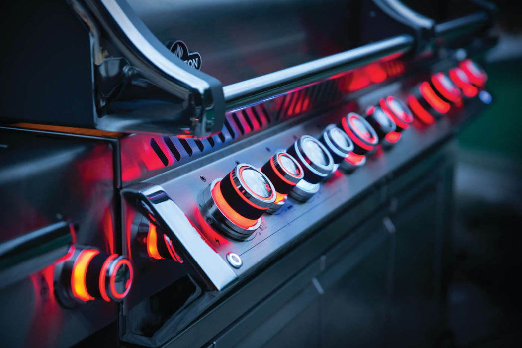 Illuminated control knobs at dusk